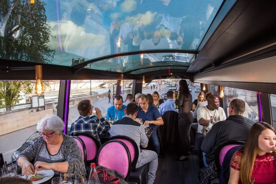 Bus Toqué Champs Elysées Tour w/ 3-Course Dinner & Champagne - Viewing Paris from 4 Meters Up: Windows, Roof, and Photo-Friendly Angles