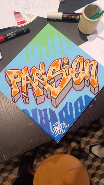 Paris: Graffiti on Canvas Workshop at an Art Studio - What the Studio Vibe Feels Like, Music and Group Pace Included